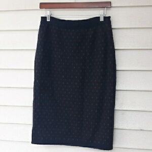 Jeanne Pierre Lambswool Blend Skirt Size medium Black with Print